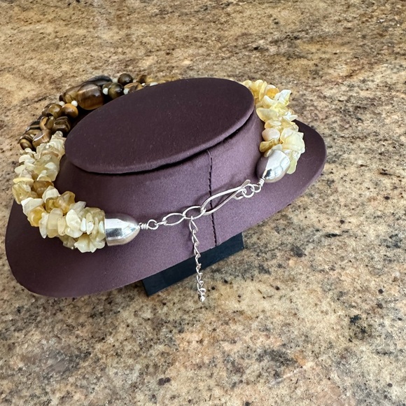 3 Strand Tigers Eye beaded Necklace - Picture 3 of 4